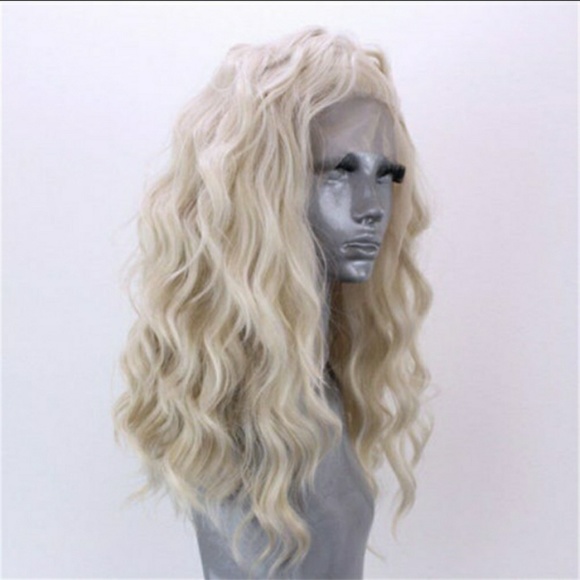 Long wavy blonde wig heat resistant